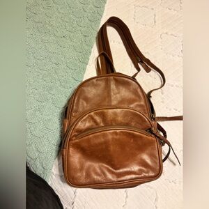 Brown Leather sling  Backpack